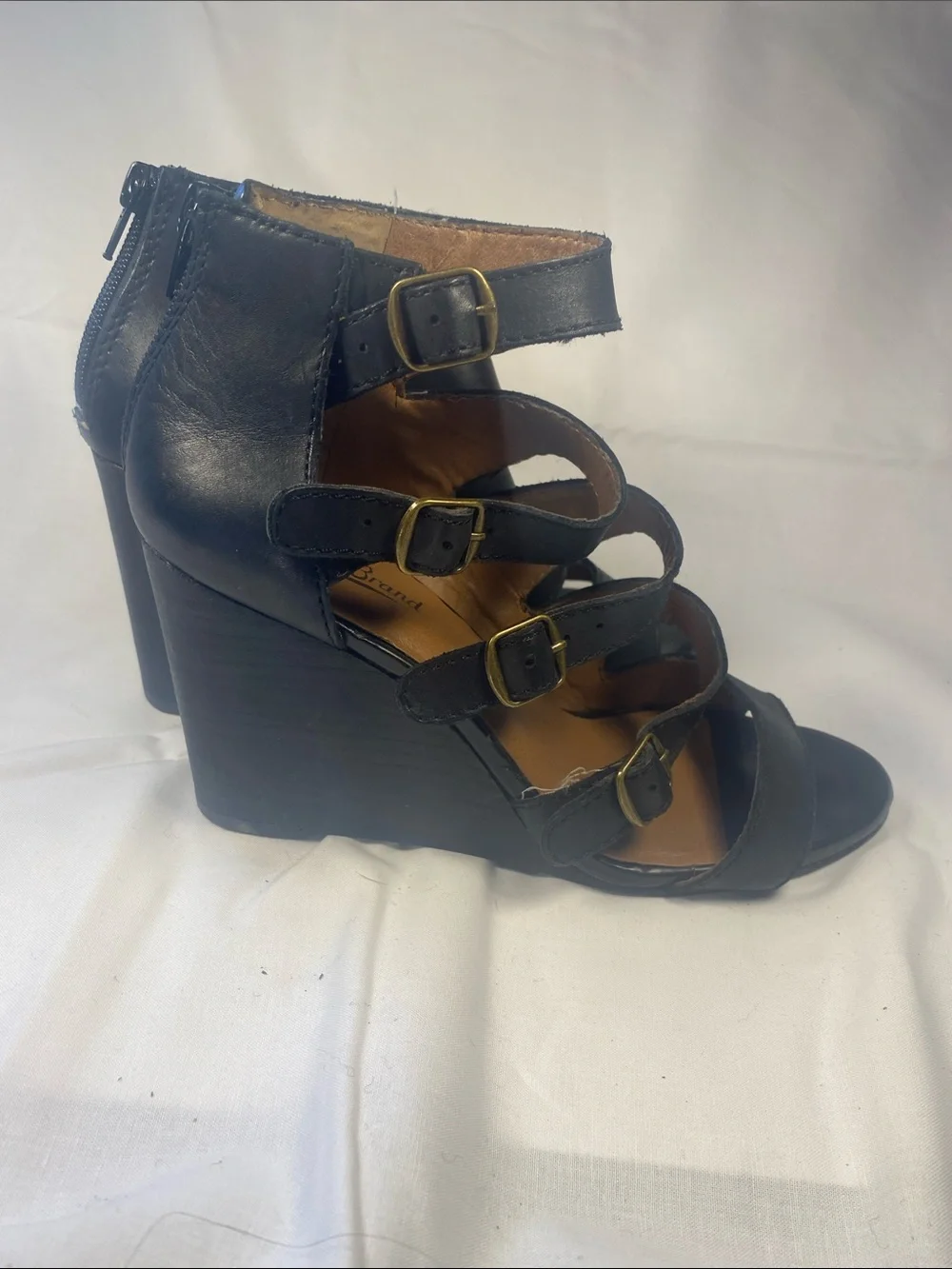 Lucky Brand Black Multi-Strap Wedge Sandals - women’s 7m